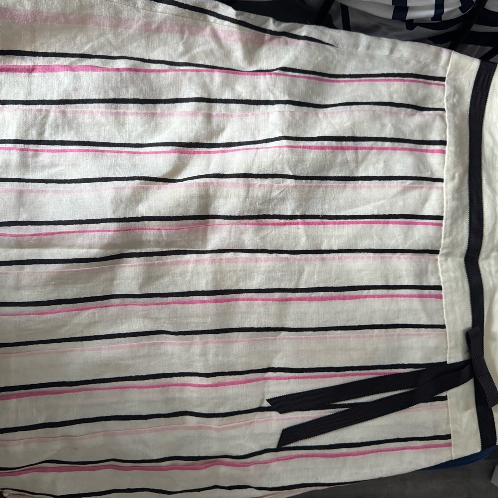 LOFT White and Black Striped Skirt new linen